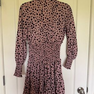 Polka Dot Smocked Dress - Pink